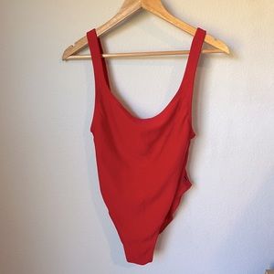 Red one piece swim suit